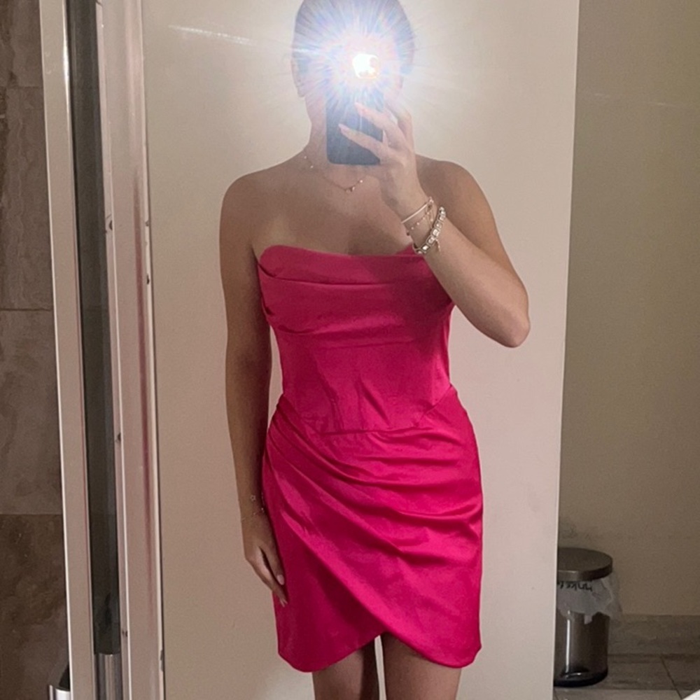 Pink strapless corset dress